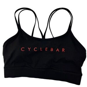 Cyclebar x Varley Black Sports Bra Red Logo, size large
